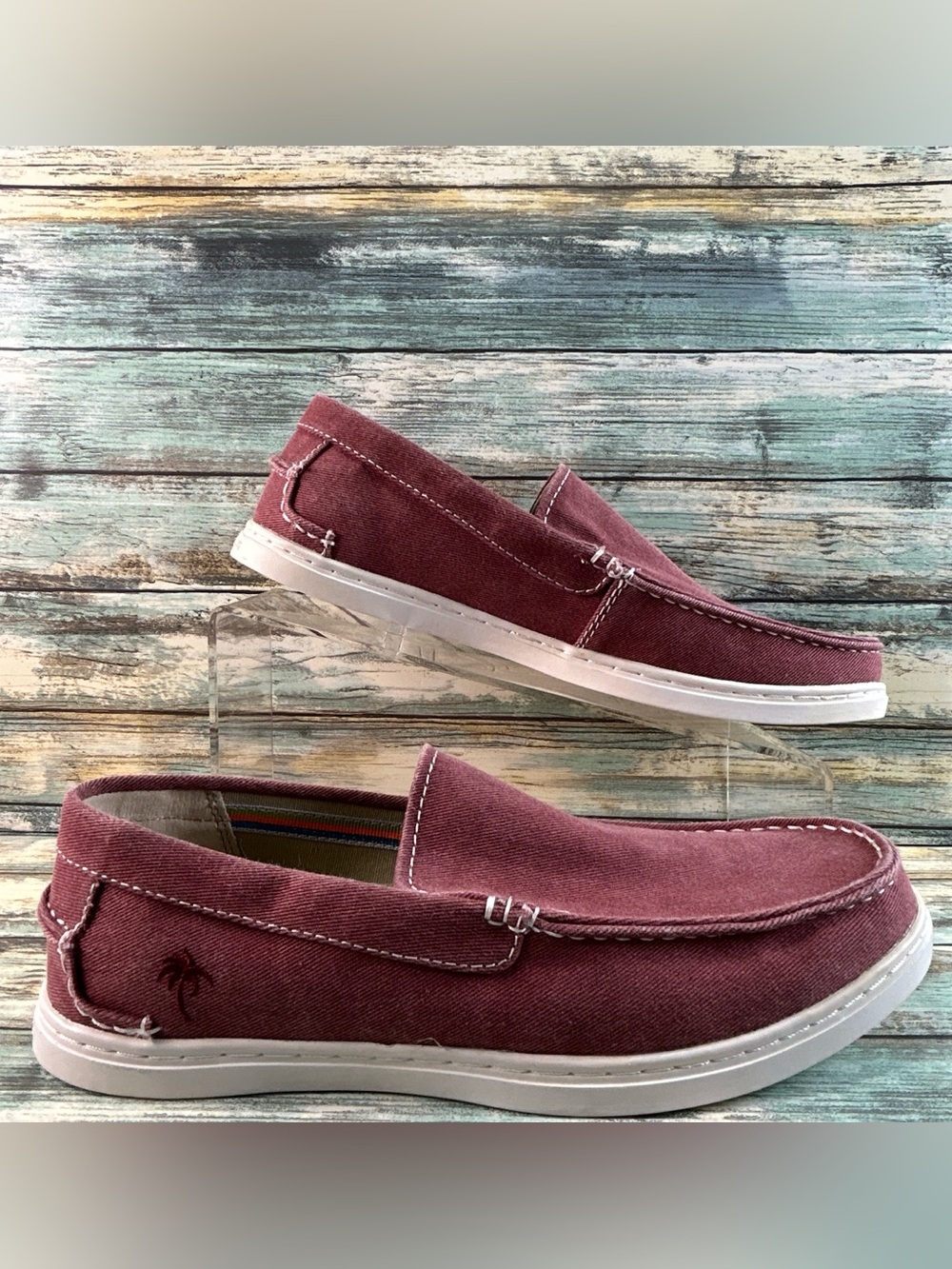 Margaritaville Camillo Slip On Shoes Mens Size 8 Distressed Burgundy Canvas